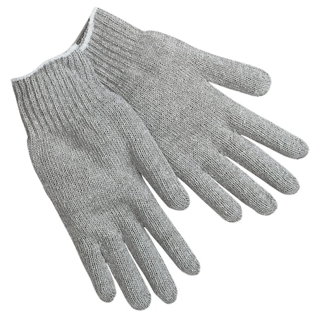 Mcr Safety Gloves, Economy Cotton/Polyester Gray, L, 12PK 9637LM